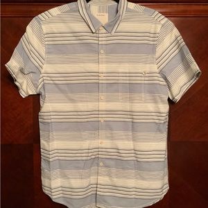 LIFE AFTER DENIM BLUE-WHITE STRIPED SIZE XL SHORT SLEEVE BUTTON UP SHIRT
